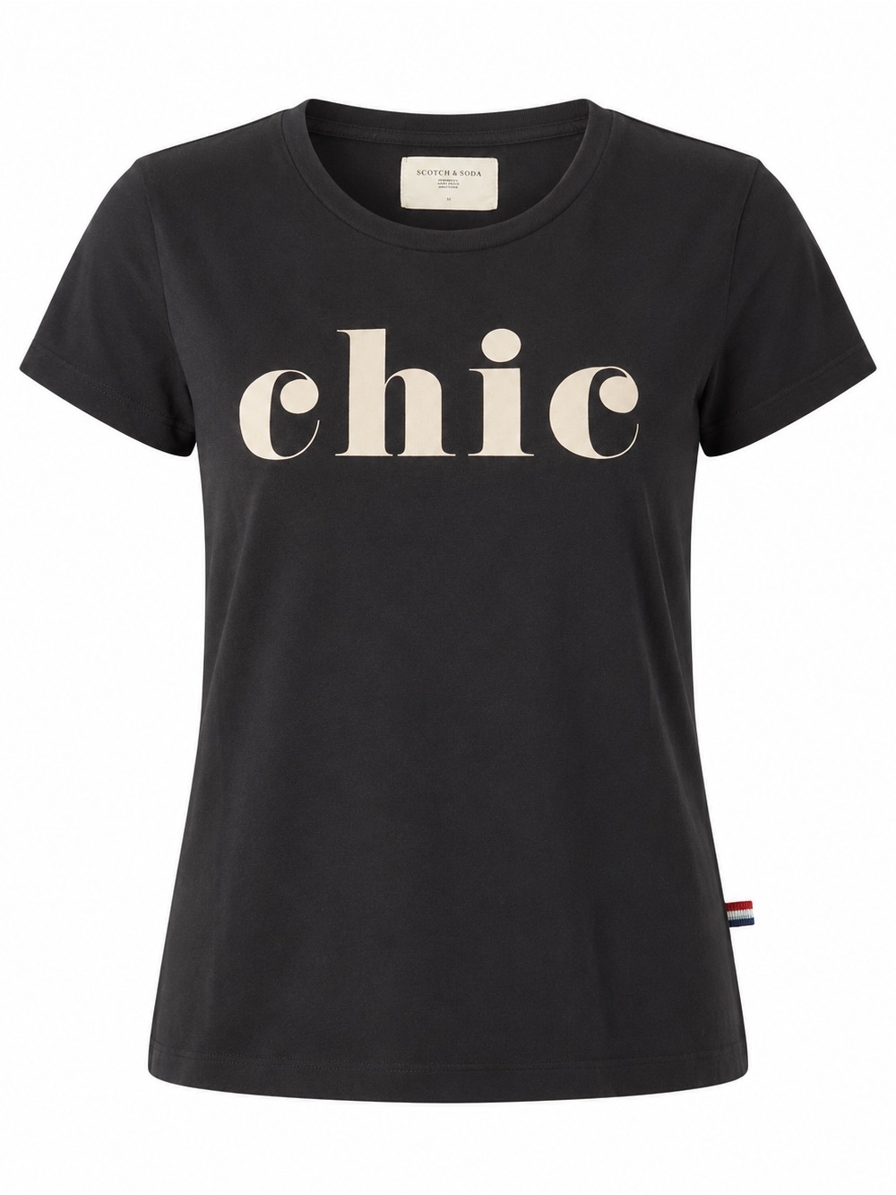 Sol Angeles Black 'chic' Short Sleeve Tee with Cream Print